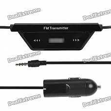 Car Cigarette Powered 0.7" LCD FM Transmitter with Car Charger for Smart Phone / MP3 / MP4 - Black