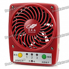Mini Portable USB Rechargeable High Power 3-Speed Fan for Hot Weather - Red