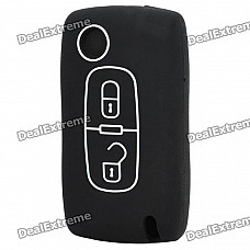 Protective Silicone Case for Peugeot 2-Button Remote Key - Black