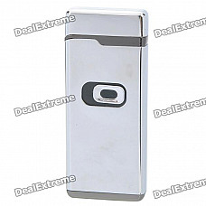 Zinc Alloy Windproof Butane Jet Torch Lighter with Slide Switch - Silver