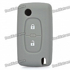 Protective Silicone Case for Peugeot 2-Button Remote Key - Grey