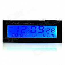 AC01 Solar Powered Car Digital Clock - Black (1 x CR2032)