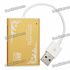 Multi-in-One USB 2.0 SD / TF / MS Card Reader - Golden + White