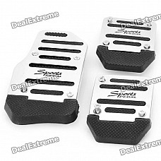 Vehicle Car Non-Slip Anti-Slip Pedal Covers for Brake/Clutch/Accelerator - Silver + Black (3-Piece)