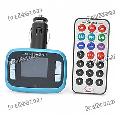 1.5" LCD Car MP3 Player FM Transmitter with SD/USB/TF - Black + Blue