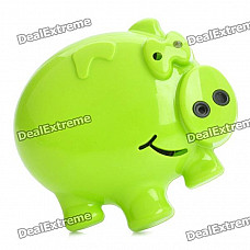 Cute Pig Style Voice Message Recorder w/ Magnet - Green (3 x LR44)