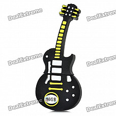 Novelty Silicone Guitar Style USB 2.0 Flash Drive - Black (16GB)