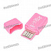 SY-T62 Portable USB 2.0 MicroSD / TF Card Reader - Pink (32GB)