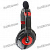 Stylish USB 2.0 Stereo Headset Headphone w/ Microphone / Speaker - Black + Red (2m-Cable)