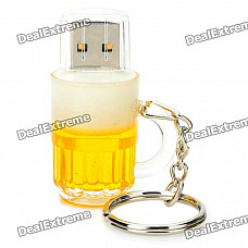Beer Mug Style USB 2.0 Flash Drive - Yellow + White (8GB)