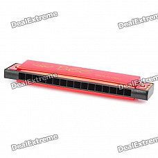 Metal 16-Hole G-key Harmonica - Red