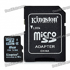 Genuine Kingston Micro SD / TF Memory Card w/ SD Adapter - 8GB (Class 4)