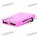 Mini COMBO USB 2.0 SD / MicroSD / TF / MS / M2 Card Reader w/ 3-Port HUB - Deep Pink (32GB)