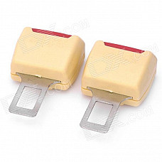 Auto Car Seat Safety Belt Buckle - Beige + Red (2-Piece Pack)