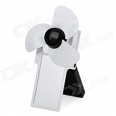 Stylish 3-Fan-Blade USB Fan w/ Mirror - Black + White (3 x AAA)