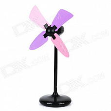 Stylish ABS 4-Fan-Blade USB Fan - Black (3 x AAA)