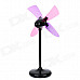 Stylish ABS 4-Fan-Blade USB Fan - Black (3 x AAA)