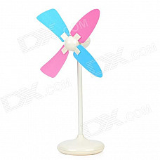 Stylish ABS 4-Fan-Blade USB Fan - White (3 x AAA)