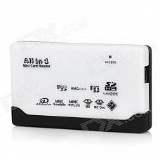 6-in-1 Card Reader with LED Indicator - Black + White