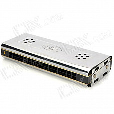 Metal 16-Hole Harmonica - Silver (G-Key)