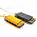 Mini 4-Hole 8-Tone Harmonicas with Necklace Chain - Black + Golden (2-Pack)