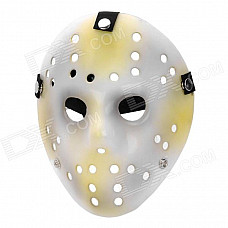 Stylish Many Holes Hollow-out Jason Mask - White + Yellow