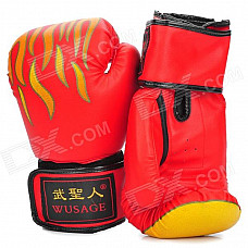 Martial Arts Training Free Combat Boxing Gloves - Yellow + Red + Black (Pair)