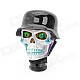 Cool Skull in Hat Style Resin Car Gear Shift Knob - White + Black