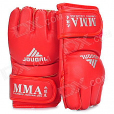 Martial Arts Training Free Combat Half Fingers Gloves - Red (Pair)