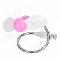 USB Powered 2-Blade Flexible Neck Cooling Fan - Pink + White