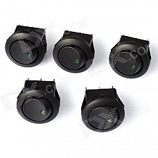 Car OFF/ON Rocker Switches with Green Light Indicator (5-Piece Pack / 12V)