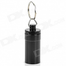 Stylish Aluminum Alloy Keychain with Pill / Small Gadgets Holder - Black