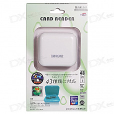 Flip-Open 43-in-1 USB 2.0 SDHC Card Reader with M2/TF Slot (White)