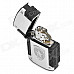 LM303 Military Grade Windproof Oil Lighter - Black + Silver