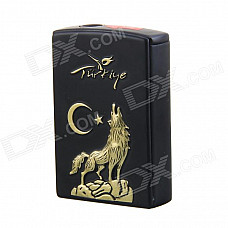 Creative Star Night Wolf Howl Pattern Windproof Slide Switch Butane Jet Torch Lighter - Black