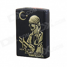 Creative Soldier Pattern Windproof Slide Switch Butane Jet Torch Lighter - Black