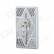 Fashion Zinc Alloy Red Flame Butane Gas Lighter - Silver