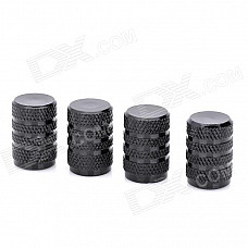 Aluminium Alloy Car Tire Valve Caps - Black (4-Piece Pack)