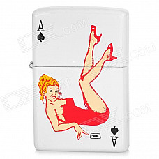 Spades Ace Style Metal Kerosene Oil Lighter - White