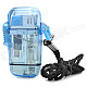 Waterproof Windproof Butane Gas Lighter with Strap - Transparent Blue