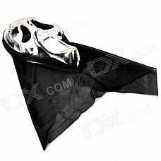 Halloween Screaming Skull Face Mask for Cosplay Party - Silver + Black
