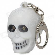 Cool Skull Keychain with Sound and Red Flashing Light - White