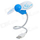USB Powered 2-Blade Flexible Neck Cooling Fan - Blue + White