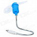 USB Powered 2-Blade Flexible Neck Cooling Fan - Blue + White