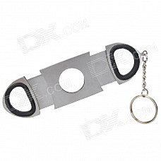 Portable Stainless Steel Cigar Cutter Knife with Keychain - Silver + Black