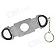 Portable Stainless Steel Cigar Cutter Knife with Keychain - Silver + Black