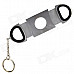 Portable Stainless Steel Cigar Cutter Knife with Keychain - Silver + Black