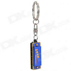 Mini 4-Hole 8-Tone Harmonica with Keychain - Blue