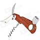 Multi-Function Wooden Stainless Steel Cigar Cutter with Saw Knife + Wine Opener - Silver + Brown