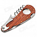 Multi-Function Wooden Stainless Steel Cigar Cutter with Saw Knife + Wine Opener - Silver + Brown